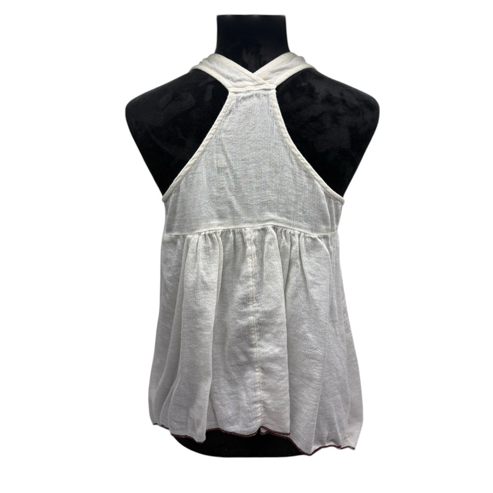Hollister Ivory Halter Tank with Burgundy Embroidered Yoke - Picture 4 of 12